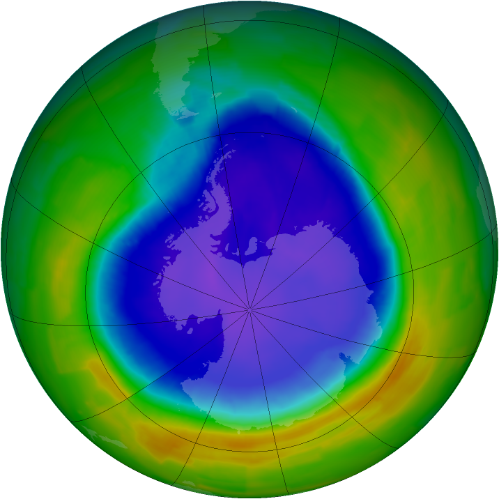 Antarctic ozone map for 24 October 2011